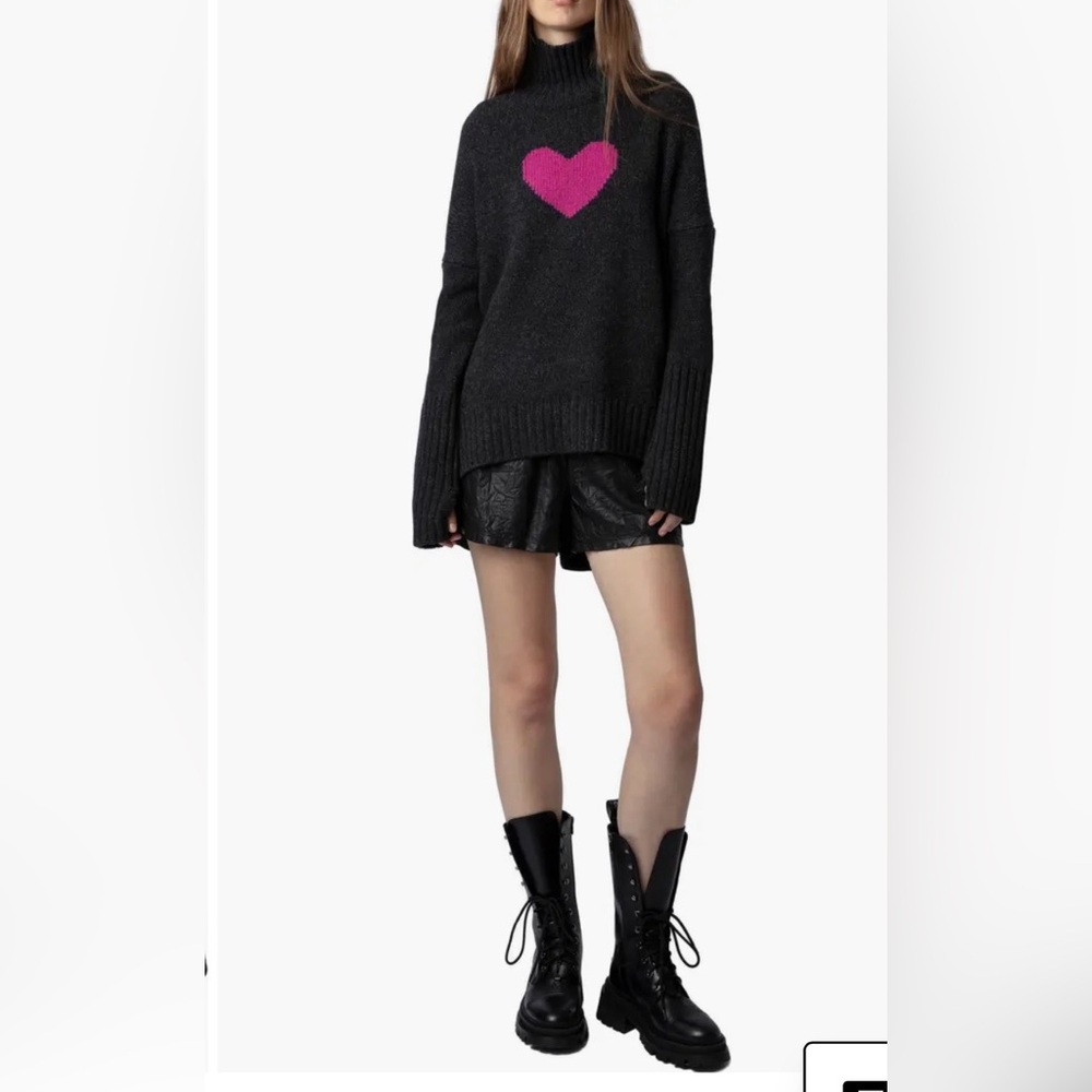 NWOT Zadig & Voltaire Alma We Heart Turtleneck Merino Wool Sweater - Picture 6 of 9